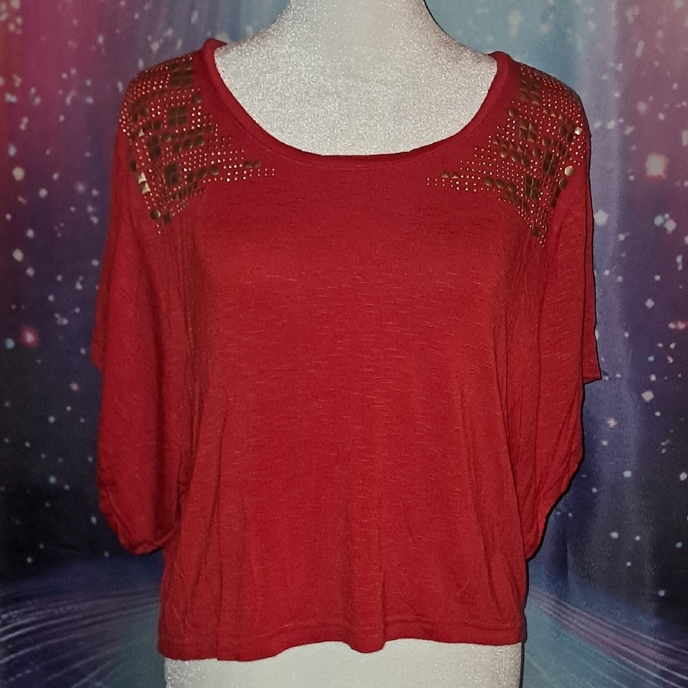 Candie's Red Embellished Crop Blouse